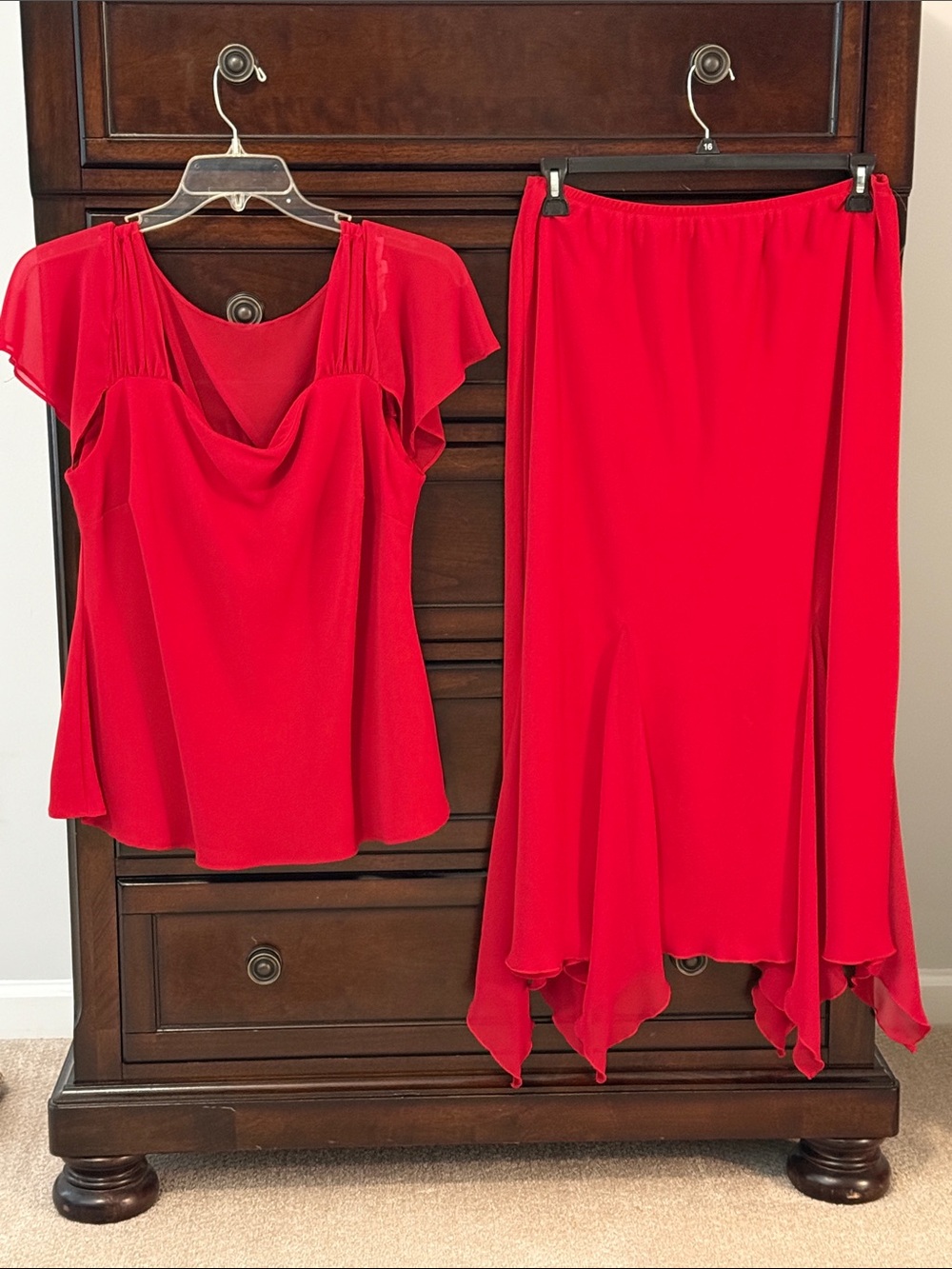 Red Skirt Set